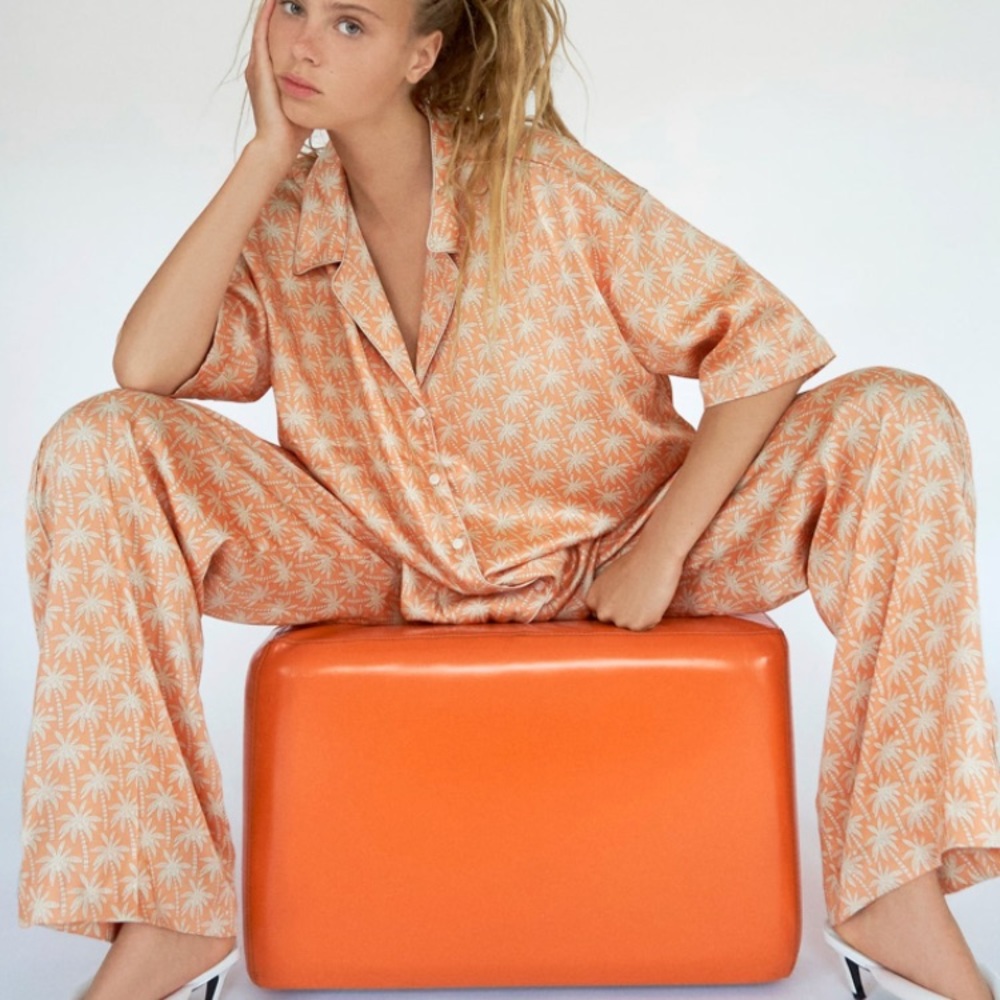 Zara Palm Tree Pajama Top & Bottoms TRF